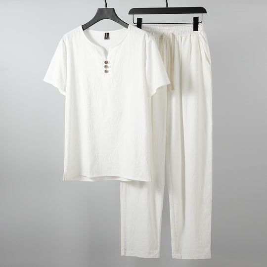 Damen lässiges Lounge-Set mit Knopfdetails und elastischem Bund R&B