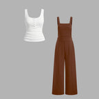 Damen lässiger Tank-Top und weit geschnittenen Latzhose Set R&B