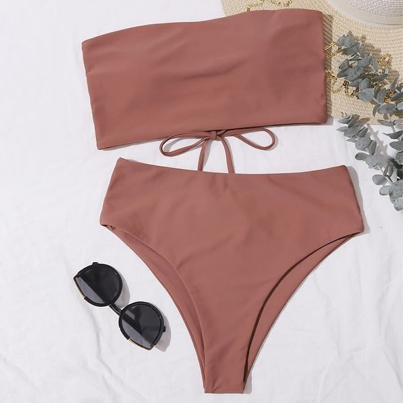 Damen Bandeau-Bikini Set mit hochgeschnittenem Slip R&B