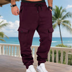 Herren nan robuste Cargo-Jogginghose mit elastischem Tunnelzugbund, aufgesetzten Klappentaschen und engem Beinabschluss R&B