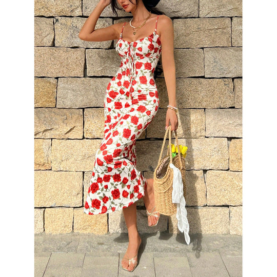 Damen Midi-Kleid mit floralen Details und zauberhaftem Schnitt R&B