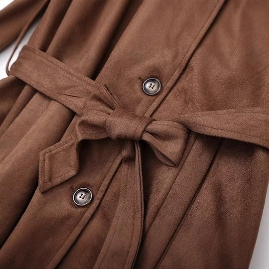 Damen Eleganter Trenchcoat aus hochwertigem Suede R&B