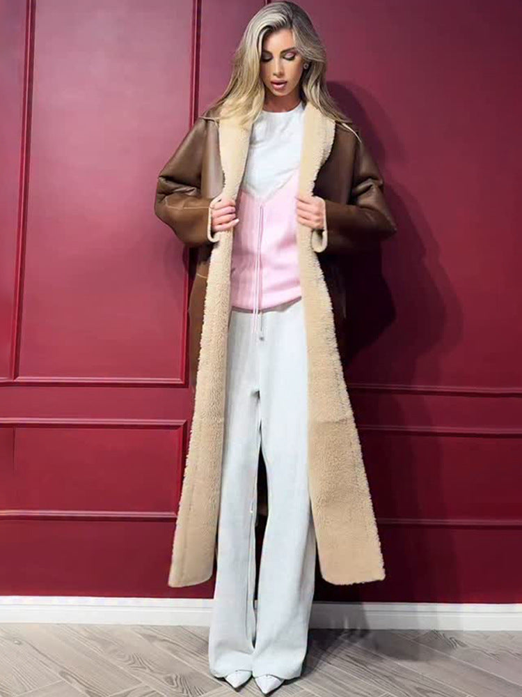 Damen lange, gefütterte Trenchcoatjacke R&B