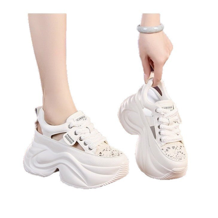 Damen Plateau-Sneaker mit luftiger Oberflächenstruktur und bequemer Dämpfung
