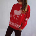 Damen Weihnachts-Pullover mit festlichem Rentier-Motiv und weichem Strick R&B