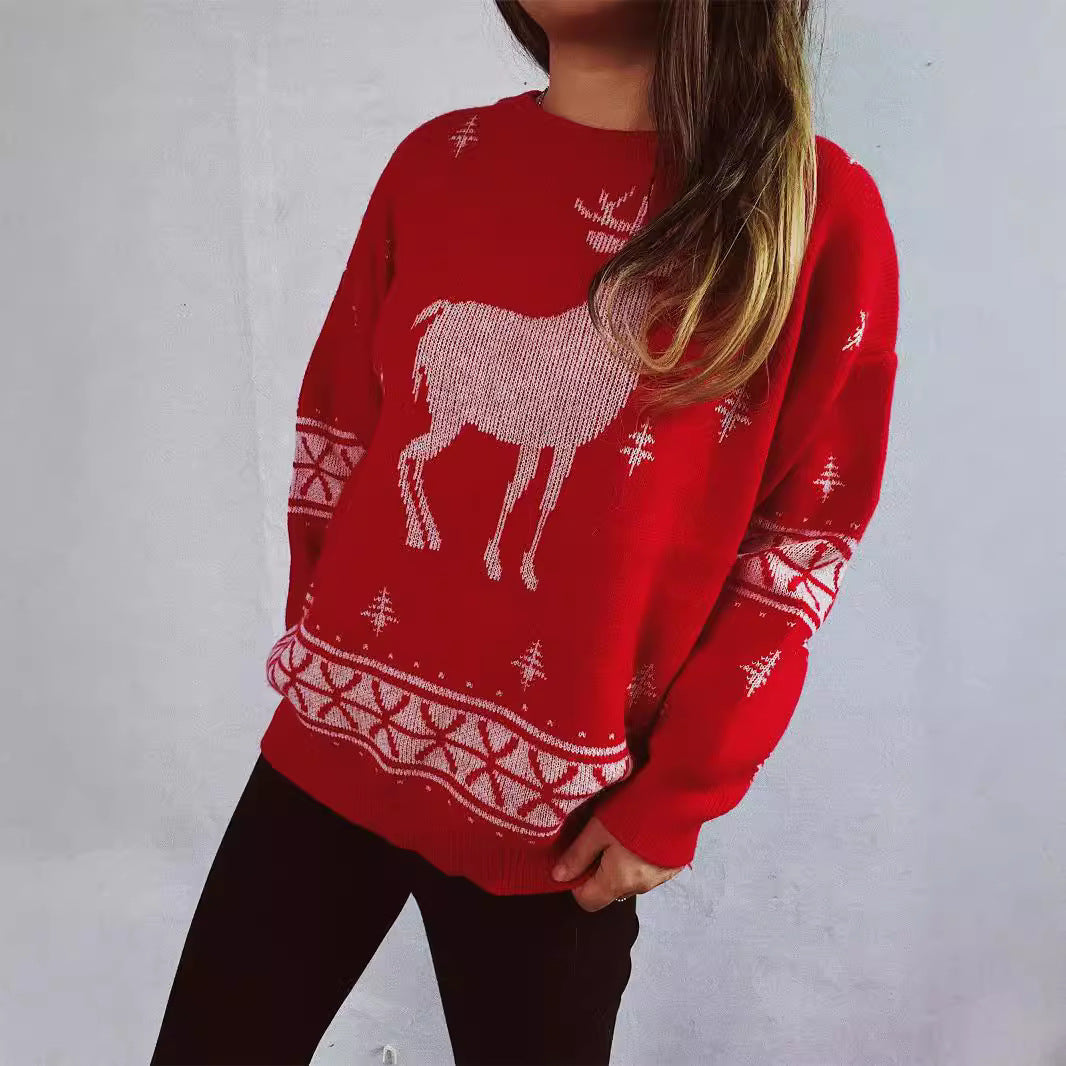 Damen Weihnachts-Pullover mit festlichem Rentier-Motiv und weichem Strick R&B