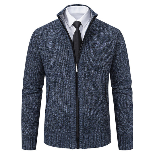 Herren elegante Strickjacke mit durchgehendem Reißverschluss und strukturiertem Design R&B