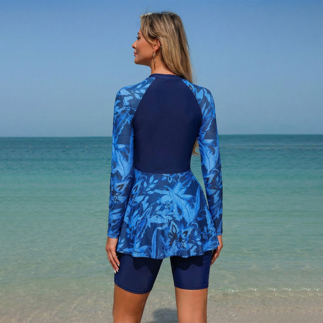 Damen Sportlicher Langarm-Schwimmanzug mit Rock R&B