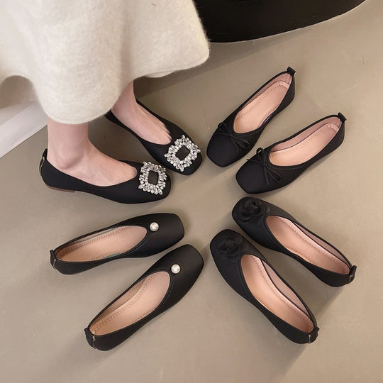 Damen modische Ballerinas mit glamourösem Schmuckdetail R&B