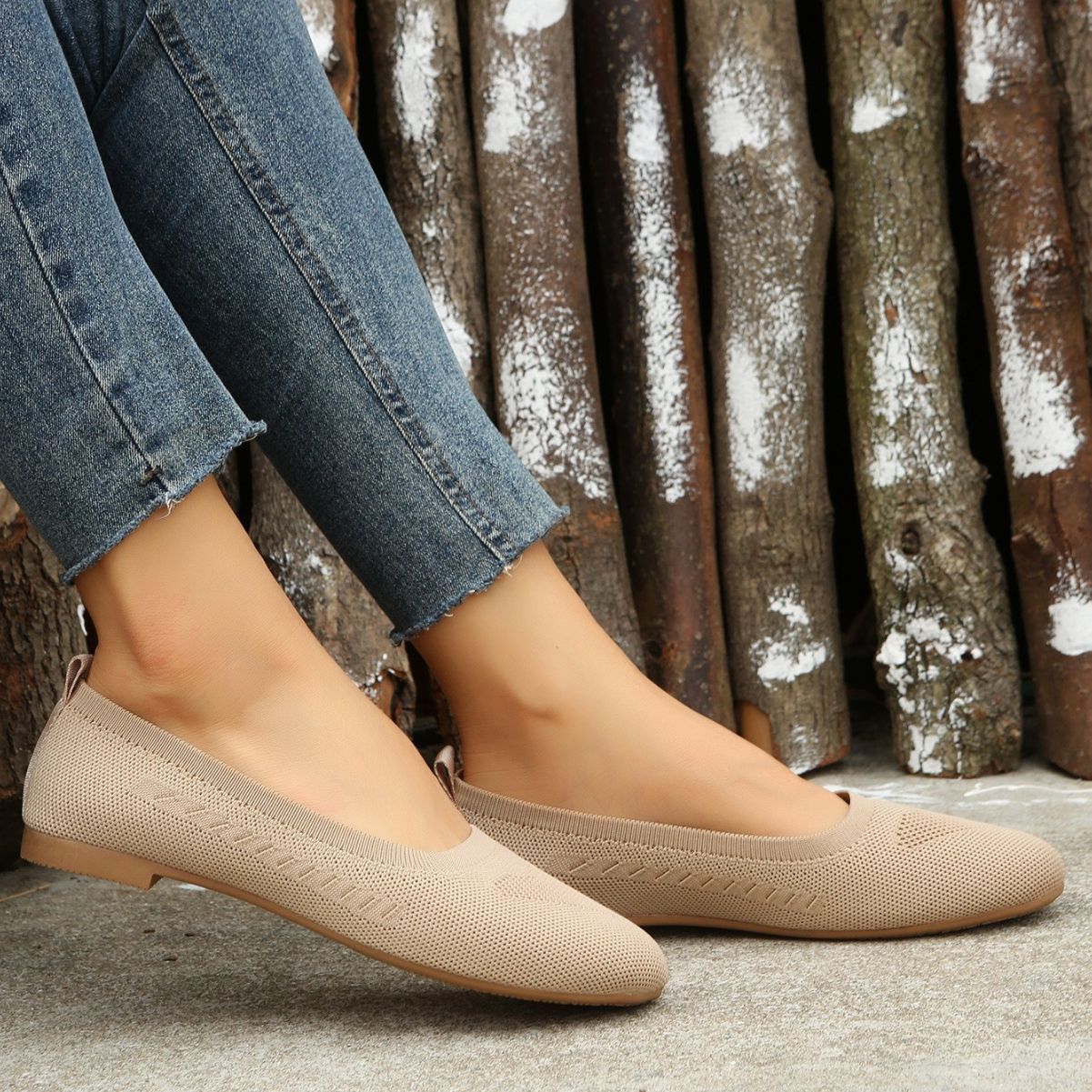 Damen Atmungsaktive Slip-On Ballerinas im minimalistischen Design R&B