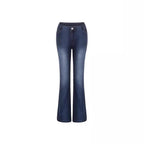 Damen elegante Bootcut Jeans mit hohem Bund und dezenter Waschung