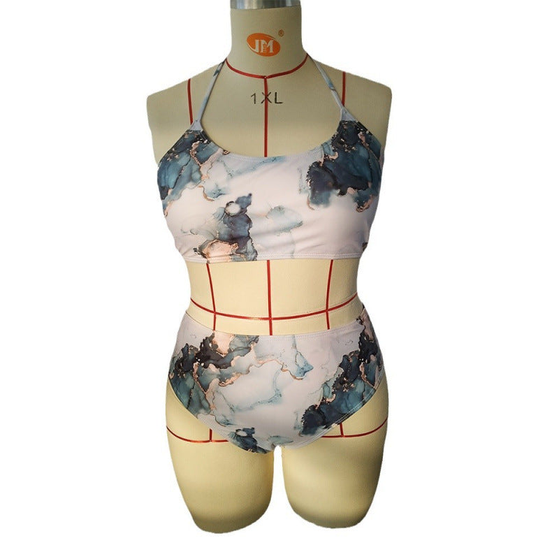 Damen Triangel-Bikini mit floralem Design und elastischem Bund R&B
