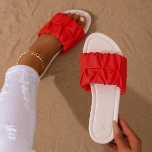 Damen Komfortable Riemchen-Sandalen mit modischem Falten-Design R&B