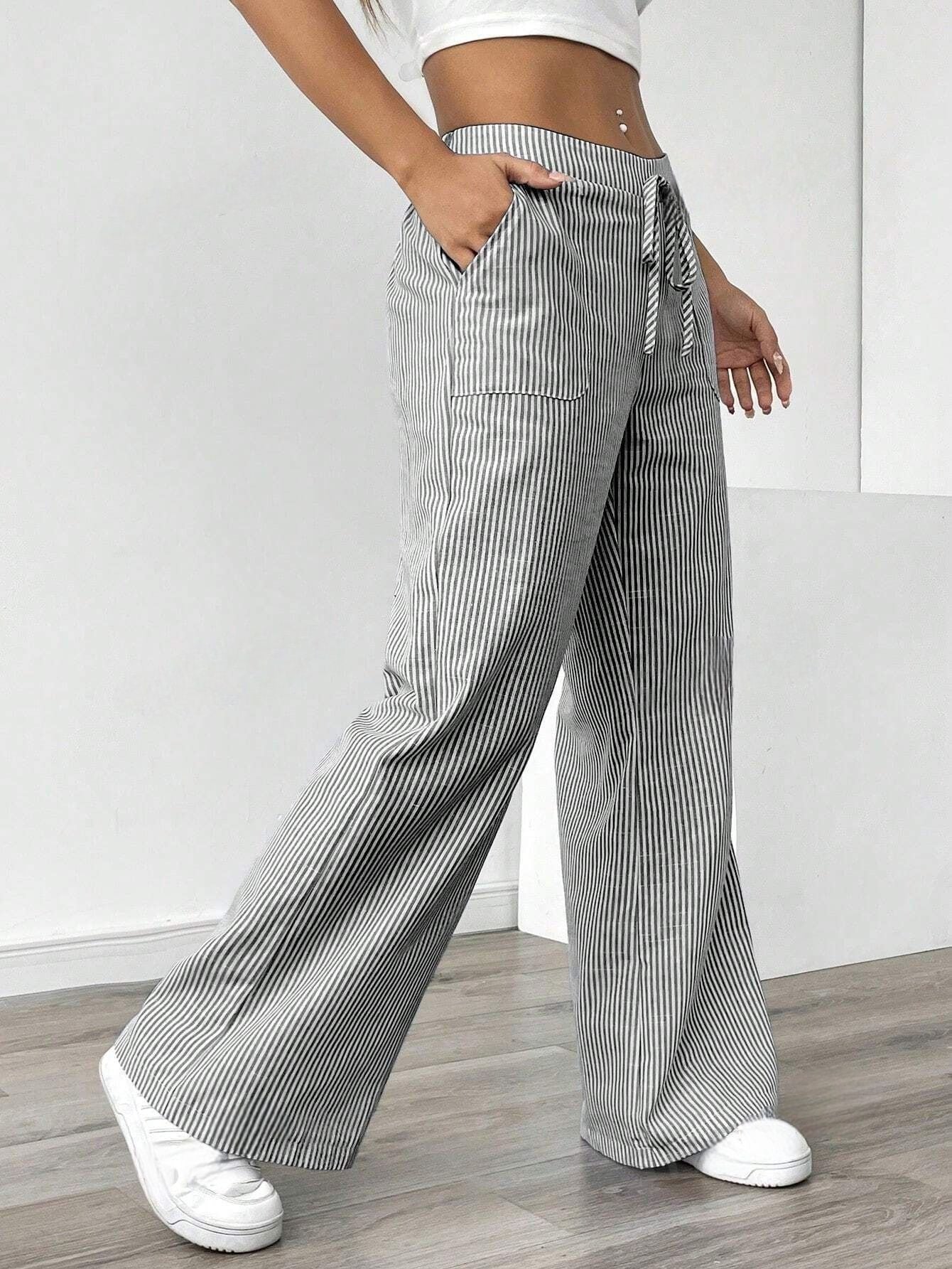 Damen weite Freizeithose mit Gürtel und praktischen Taschen R&B