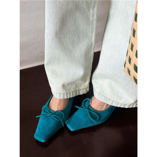 Damen elegante Ballerinas mit feinem Riemen und zarter Schleife R&B