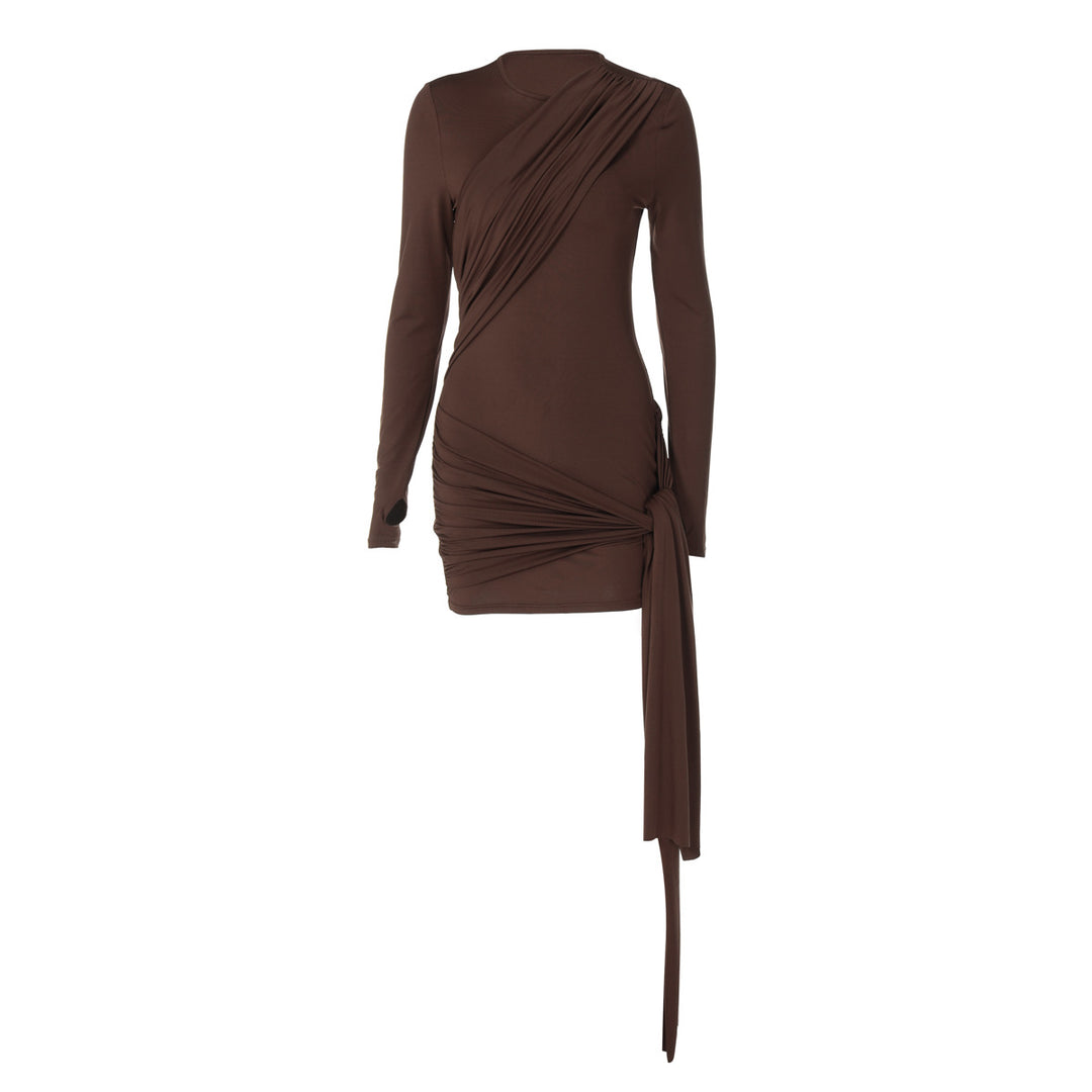 Damen Wickelkleid mit raffinierter Drapierung und langen Ärmeln R&B