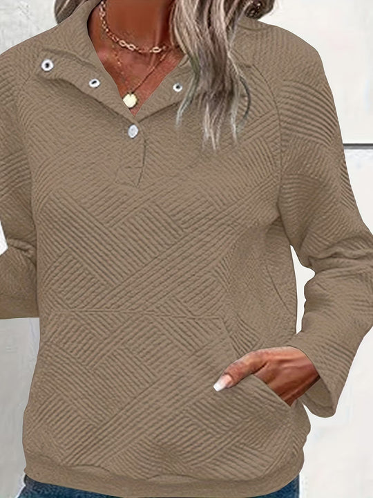 Damen Pullover mit strukturiertem Design und zwei praktischen Taschen R&B