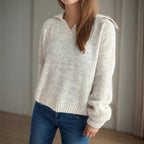 Damen lässiger Pullover mit voluminösen Ärmeln und modernem Strukturstrick R&B