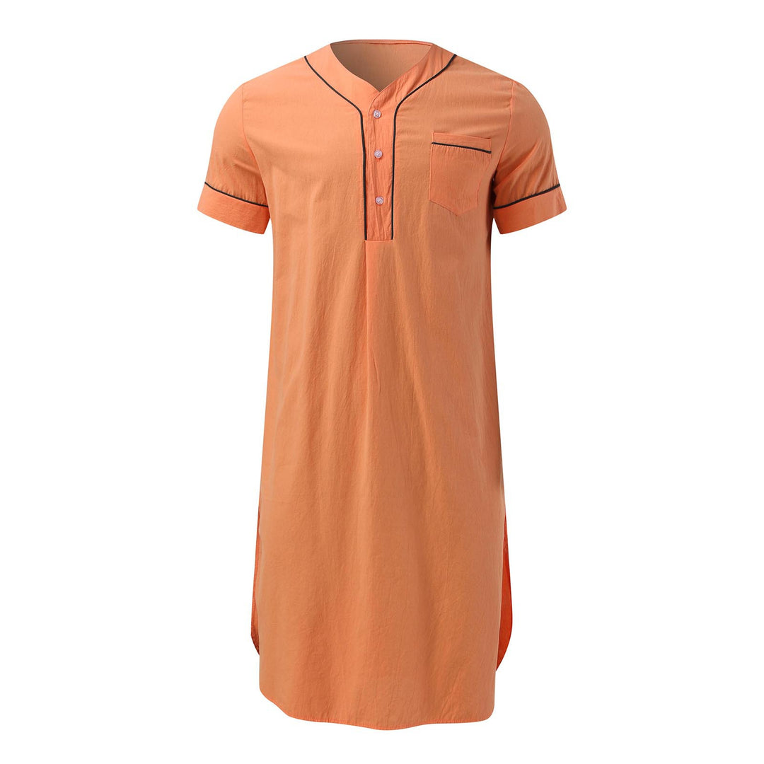 Damen Kurzarm-Kleid mit modernem Stehkragen und praktischer Knopfleiste R&B