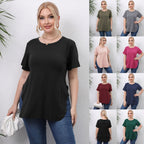 Damen lässiges T-Shirt mit seitlichen Eingrifftaschen R&B