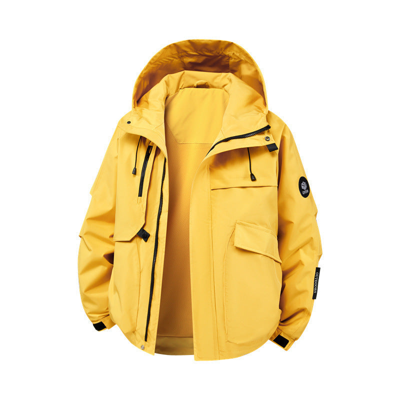 Herren technische Outdoor-Jacke mit Material und zahlreichen Reißverschlusstaschen R&B