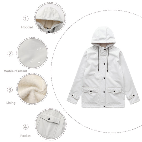 Damen wasserabweisende Outdoorjacke mit verstellbarem Kapuzenkragen R&B