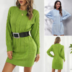 Damen Strickkleid mit modernen Zopfmuster und lässigem Schnitt R&B