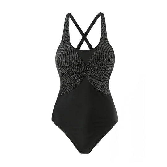 Damen Sportlicher Einteiler Badeanzug mit stilvollem Wickel-Design R&B