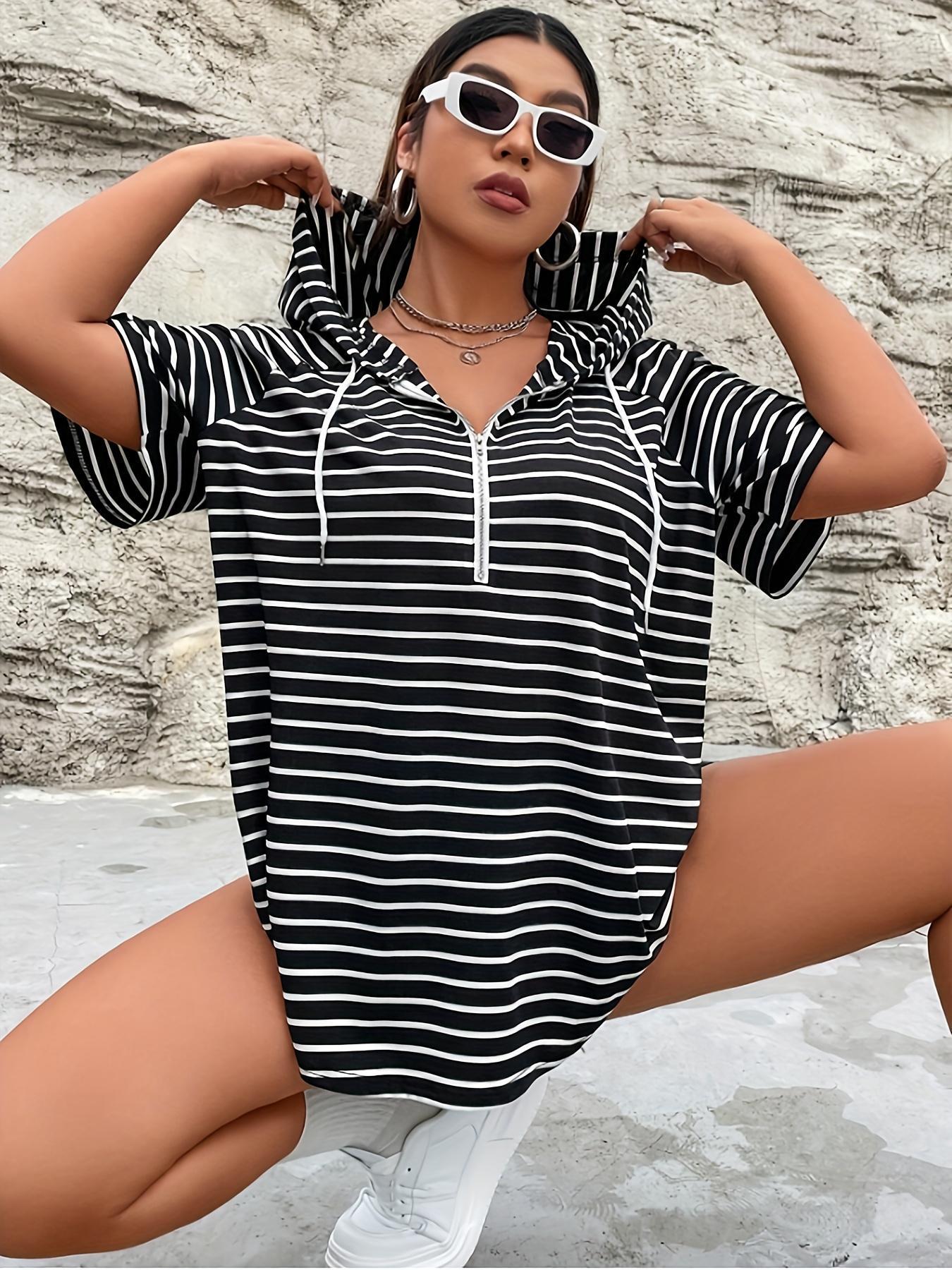 Damen Strickjacke mit Kapuze und Streifen R&B