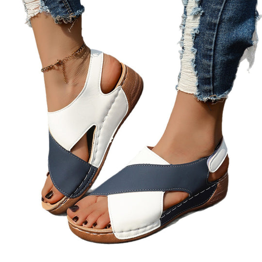 Damen Wedge-Pantoletten mit elegantem Kreuzriemen und rutschfester Sohle R&B