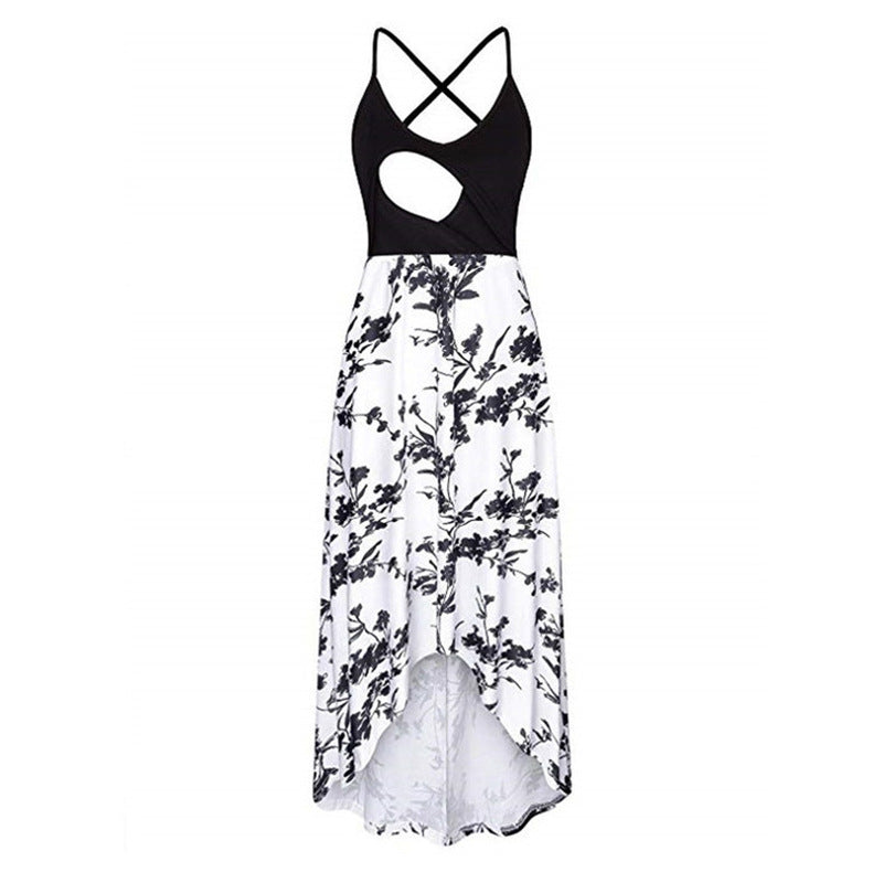 Damen Maxi-Kleid mit asymmetrischem Saum und floralem Muster R&B
