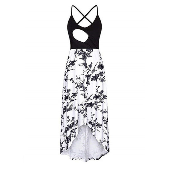 Damen Maxi-Kleid mit asymmetrischem Saum und floralem Muster R&B