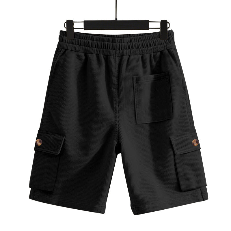 Herren nan Cord-Cargo-Shorts mit elastischem Tunnelzugbund, aufgesetzten Cargotaschen und weichem Baumwollmix R&B