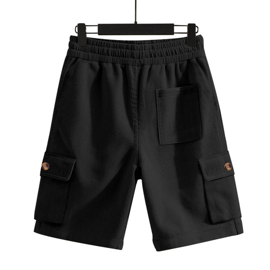 Herren nan Cord-Cargo-Shorts mit elastischem Tunnelzugbund, aufgesetzten Cargotaschen und weichem Baumwollmix R&B