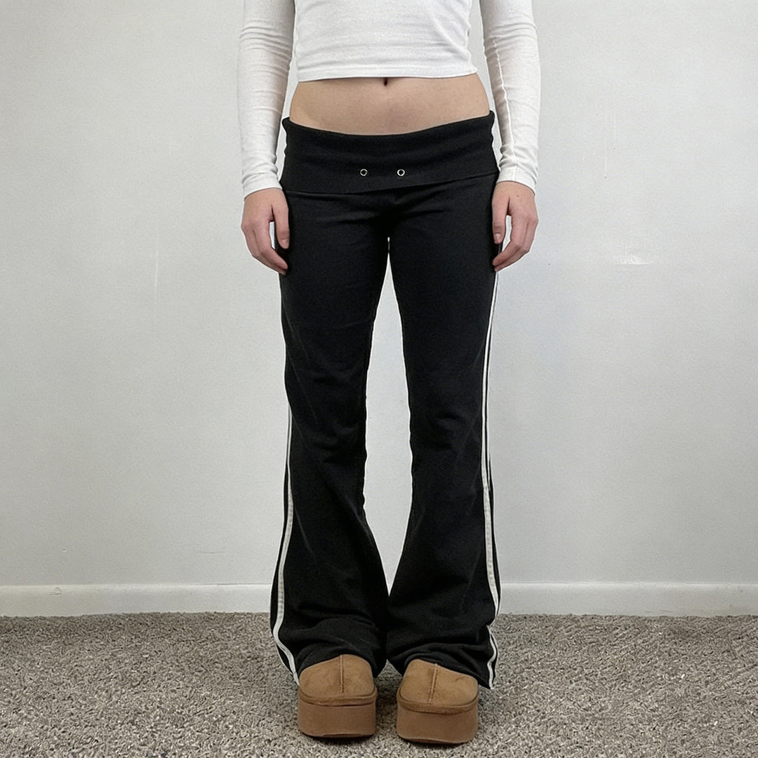 Damen Fließende Palazzo-Hose mit hohem Bund und dekorativen Ösen R&B