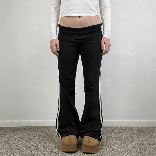 Damen Fließende Palazzo-Hose mit hohem Bund und dekorativen Ösen R&B
