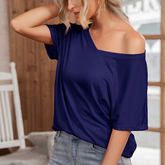 Damen asymmetrisches Oversized T-Shirt mit lässigem Schnitt R&B