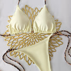 Damen Triangel-Bikini-Set mit verstellbaren Trägern und modischem Leoprint R&B