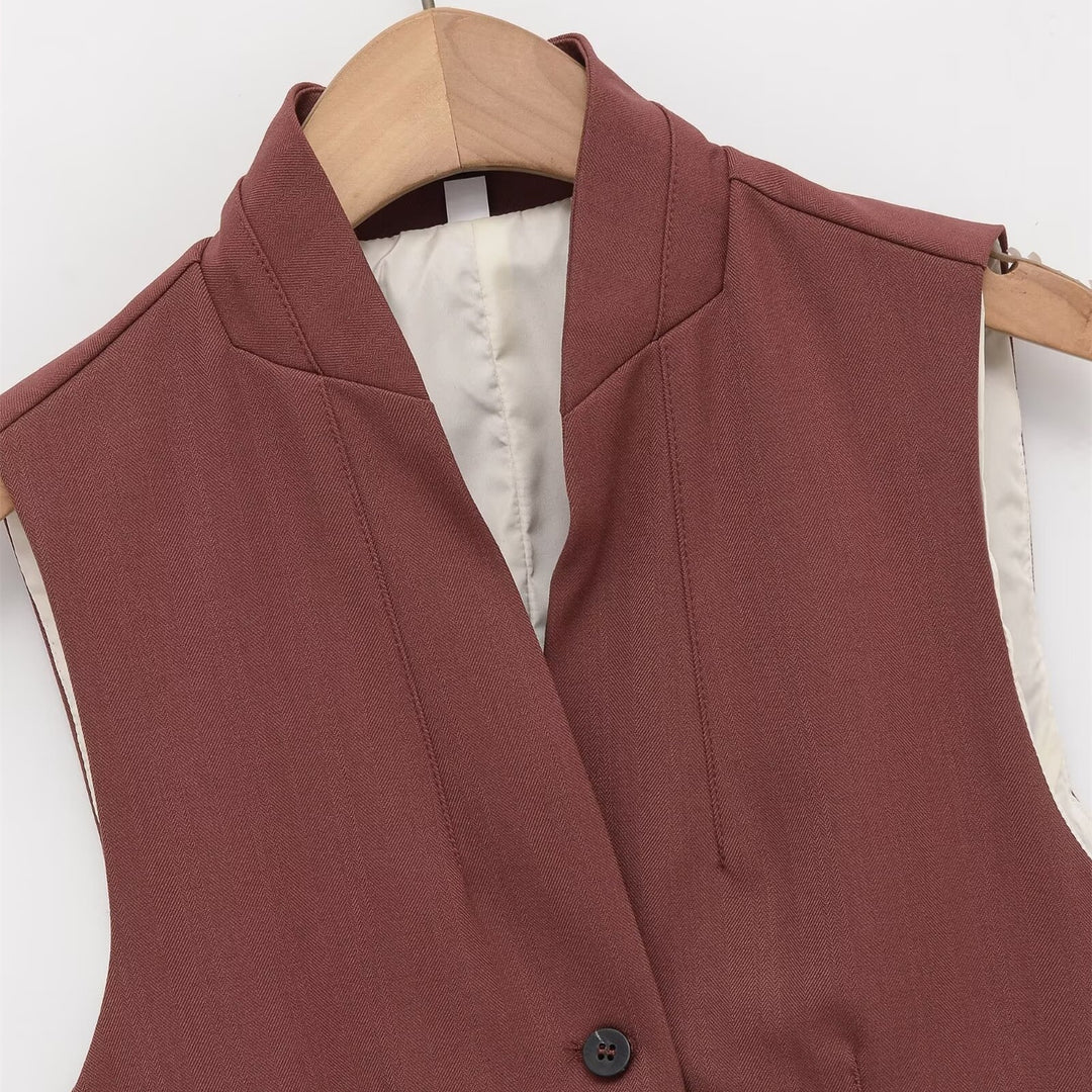 Damen ärmellose Blazerjacke mit eleganter Silhouette und feinen Details R&B