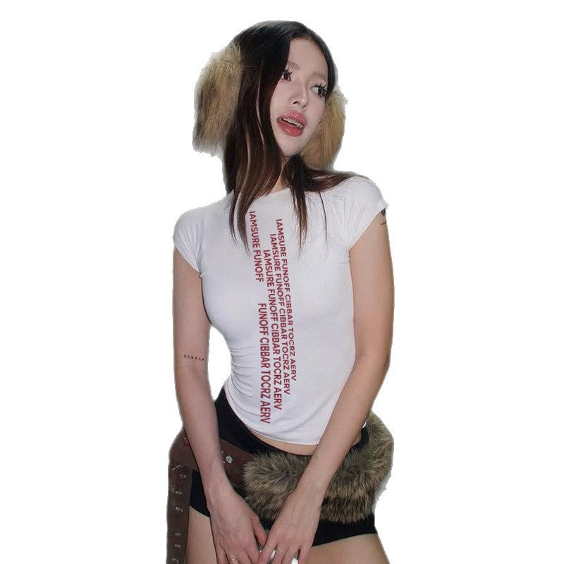 Damen T-Shirt mit grafischem Schriftzug und lässigem Schnitt R&B