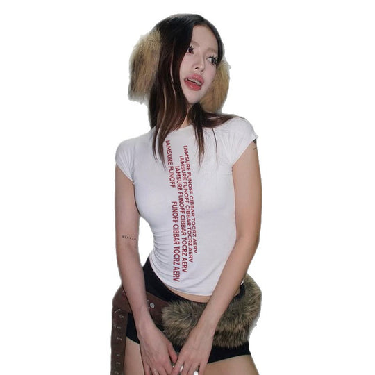 Damen T-Shirt mit grafischem Schriftzug und lässigem Schnitt R&B