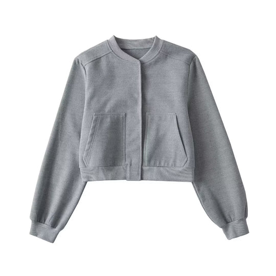 Damen lässige cropped Sweatjacke mit Taschen R&B