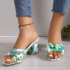 Damen Elegante Mules mit floralem Design und komfortablem Blockabsatz R&B