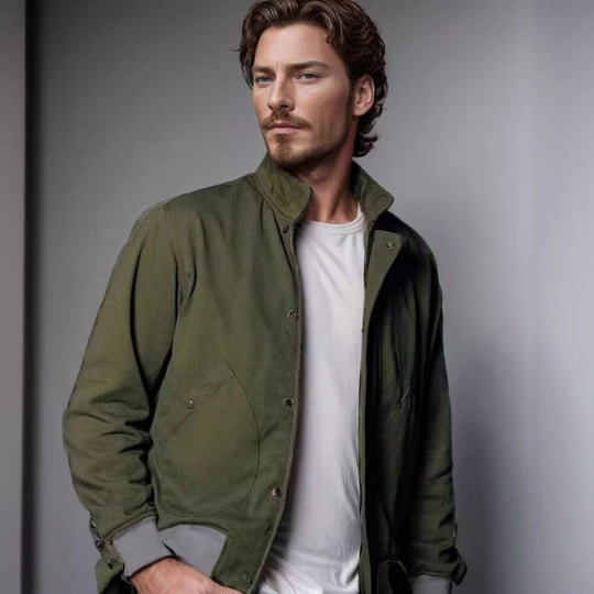 Herren lässige und bequeme Sportjacke mit hohem Kragen und praktischen Taschen R&B