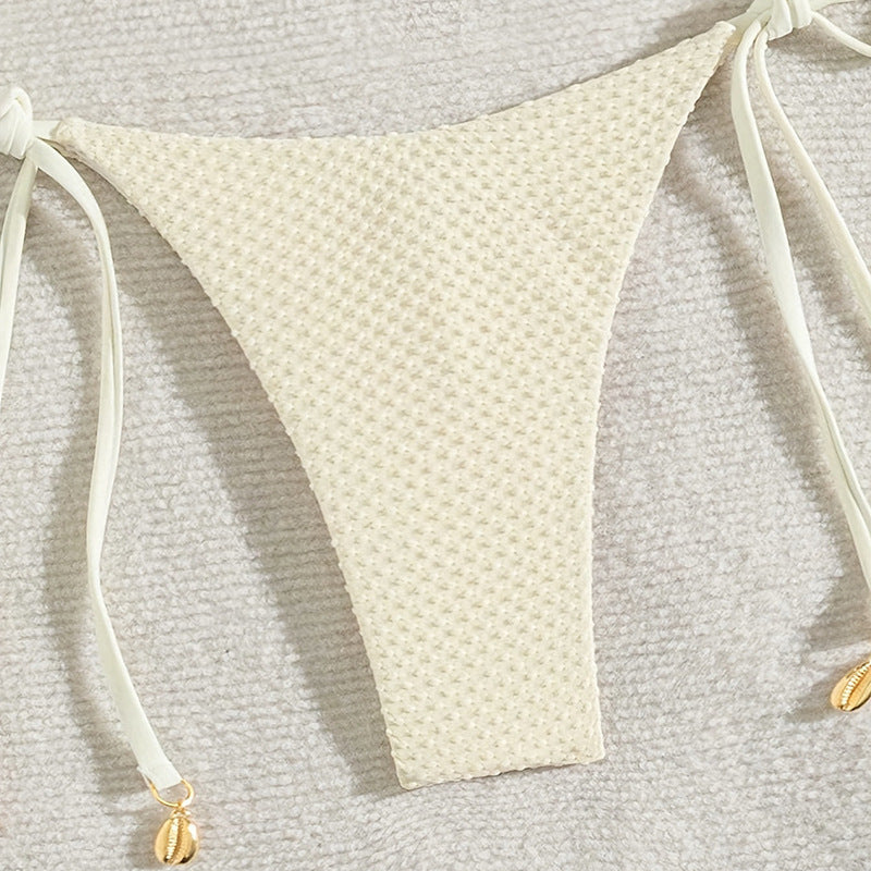 Damen Triangel-Bikini mit verstellbaren Trägern und elegantem Gold-Detail R&B