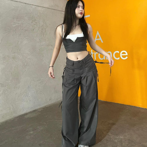 Damen Cargo-Hose mit Stylishen Seitentaschen und Verstellbaren Kordelzügen R&B