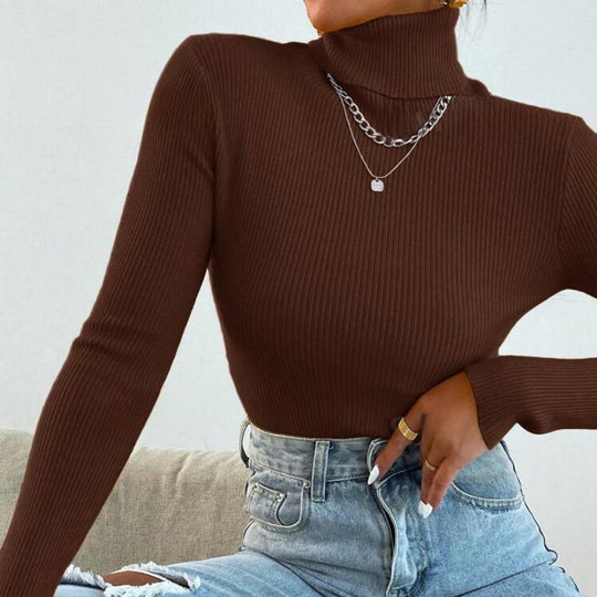 Damen Eleganter Rollkragenpullover mit feiner Rippstruktur R&B