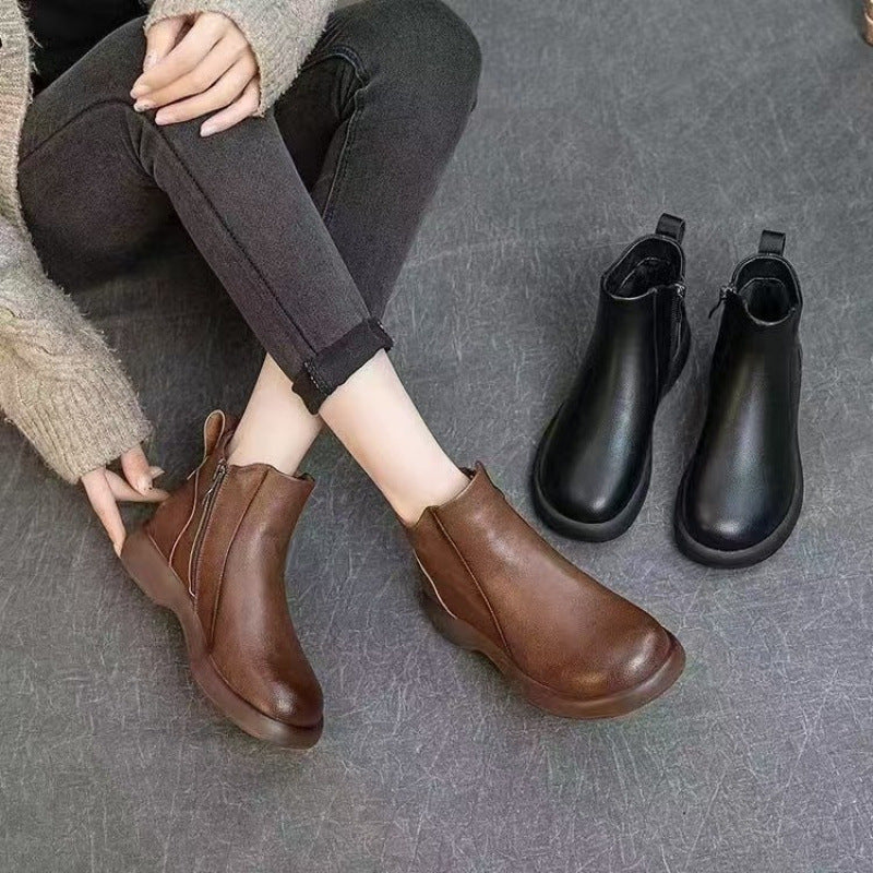 Damen Modische Stiefeletten mit elegantem Reißverschluss und rutschfester Sohle R&B