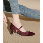 Damen elegante Mary Jane Pumps mit feinem Absatz und modischem Riemen