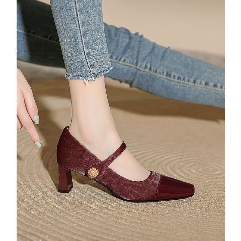 Damen elegante Mary Jane Pumps mit feinem Absatz und modischem Riemen